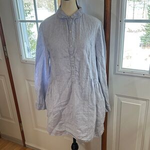 Halston Heritage Light Blue Linen Shirt Dress